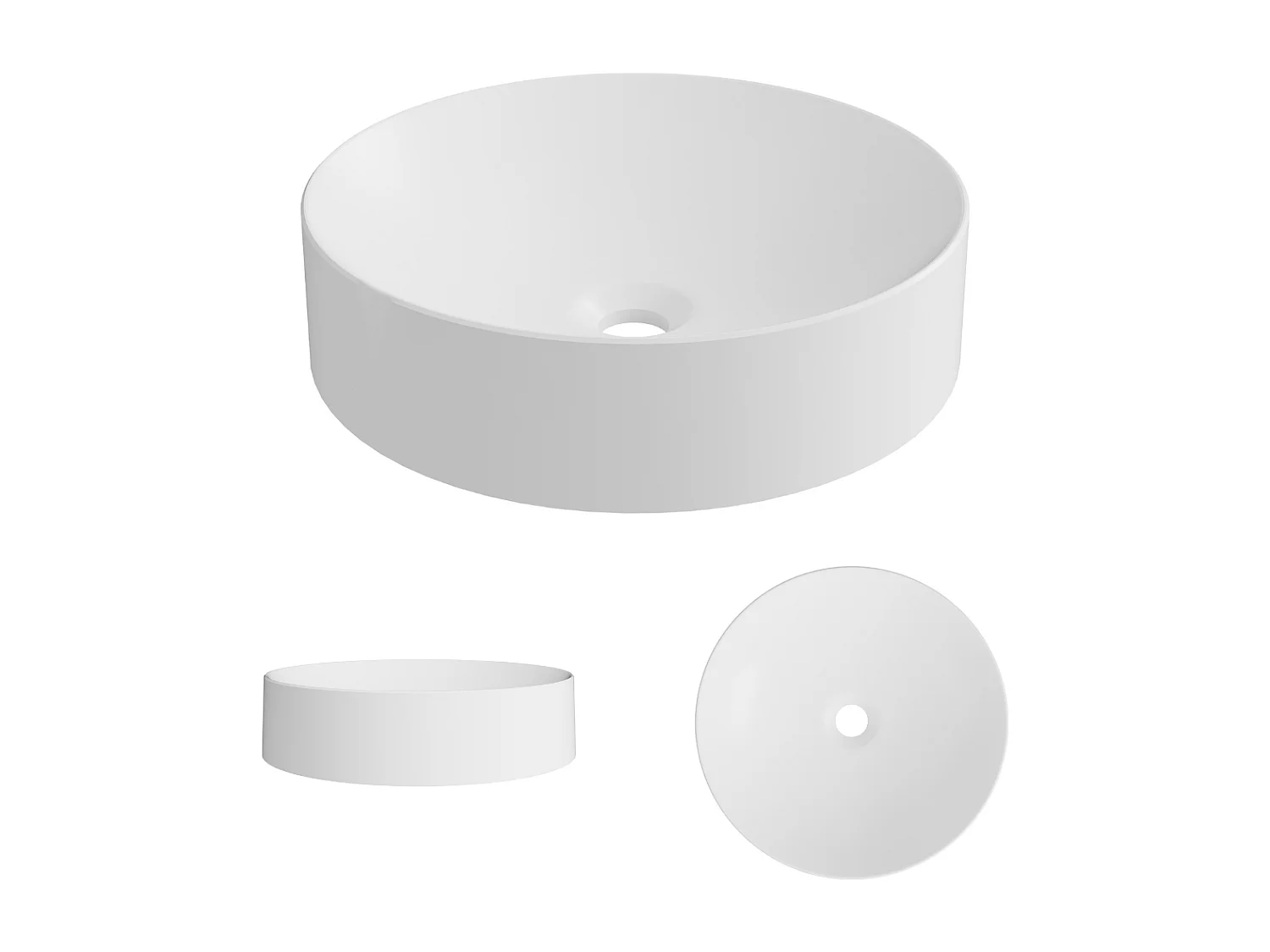 Vasque à poser OSCAR - 75% Minéral Blanc Mat Ronde 40cm*H11,7cm - OSCAR LAVABERG