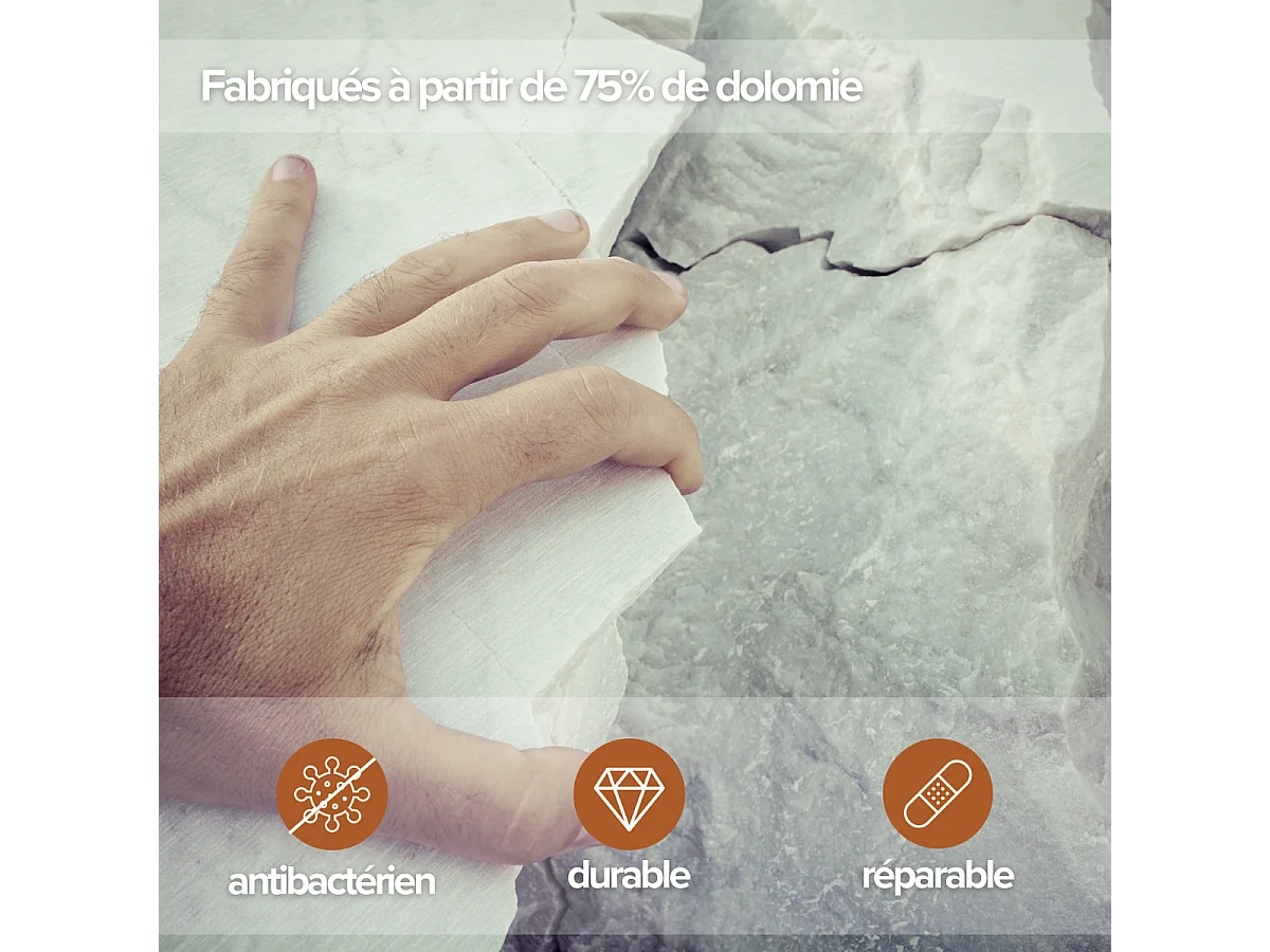 Vasque à poser OSCAR - 75% Minéral Blanc Mat Ronde 40cm*H11,7cm - OSCAR LAVABERG