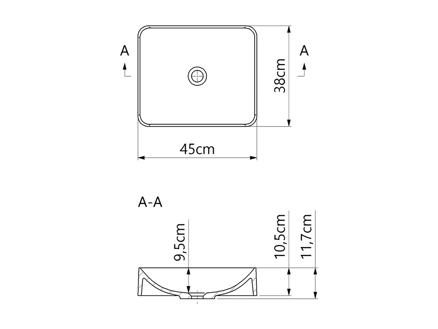 Vasque à poser OSCAR - 75% Minéral Blanc Brillant Carré 45*38*H11.7cm - LAVABERG