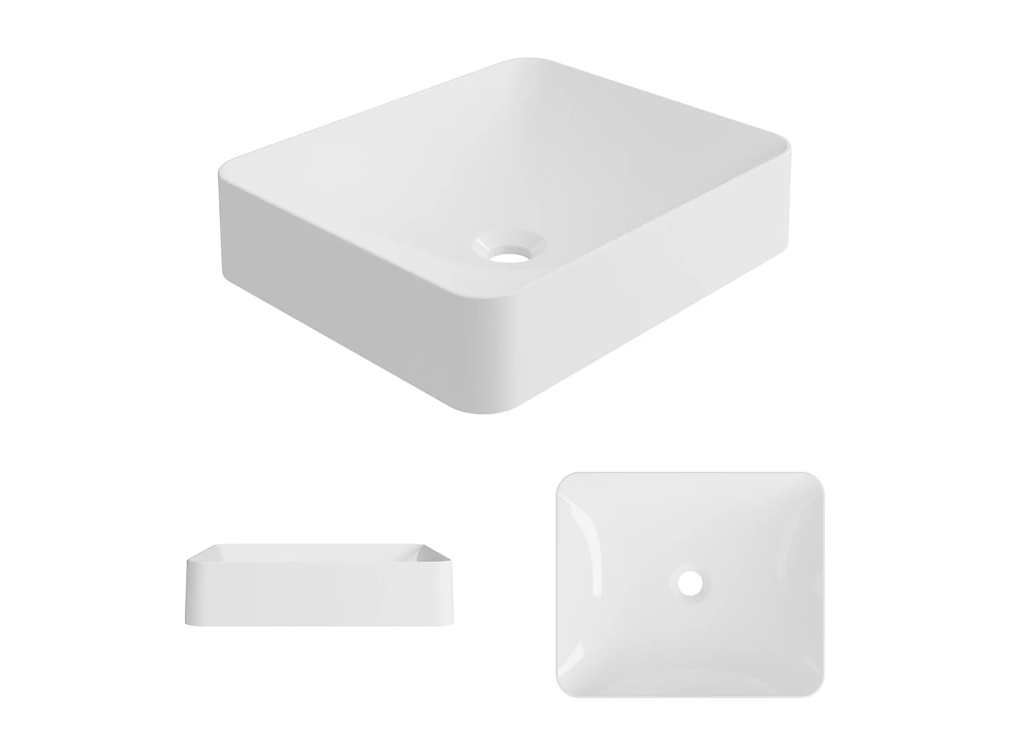 Vasque à poser OSCAR - 75% Minéral Blanc Brillant Carré 45*38*H11.7cm - LAVABERG