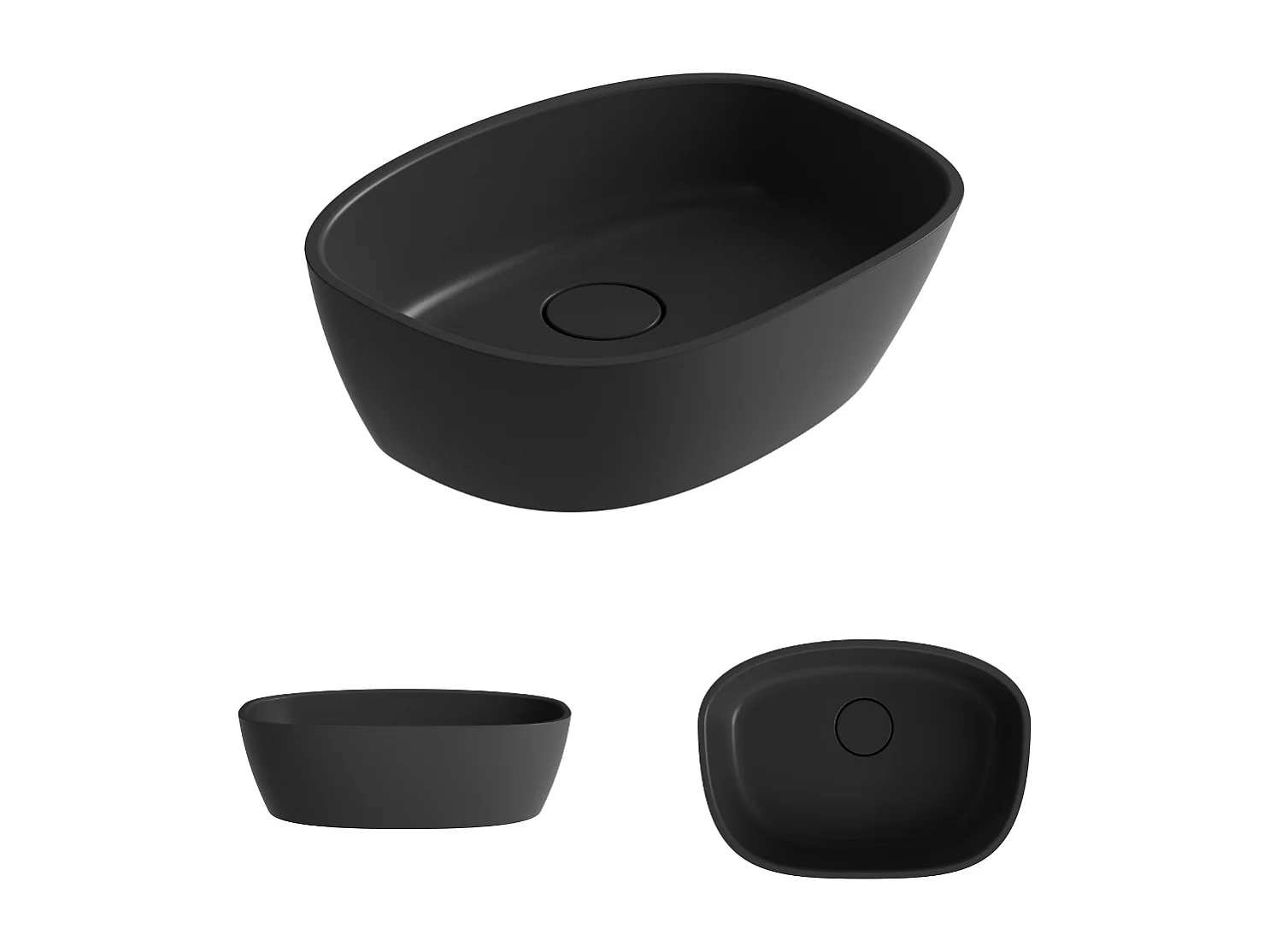 Vasque à poser FRODE - 75% Minéral Noir Mat Asymétrique 50*36*H16.6cm - LAVABERG