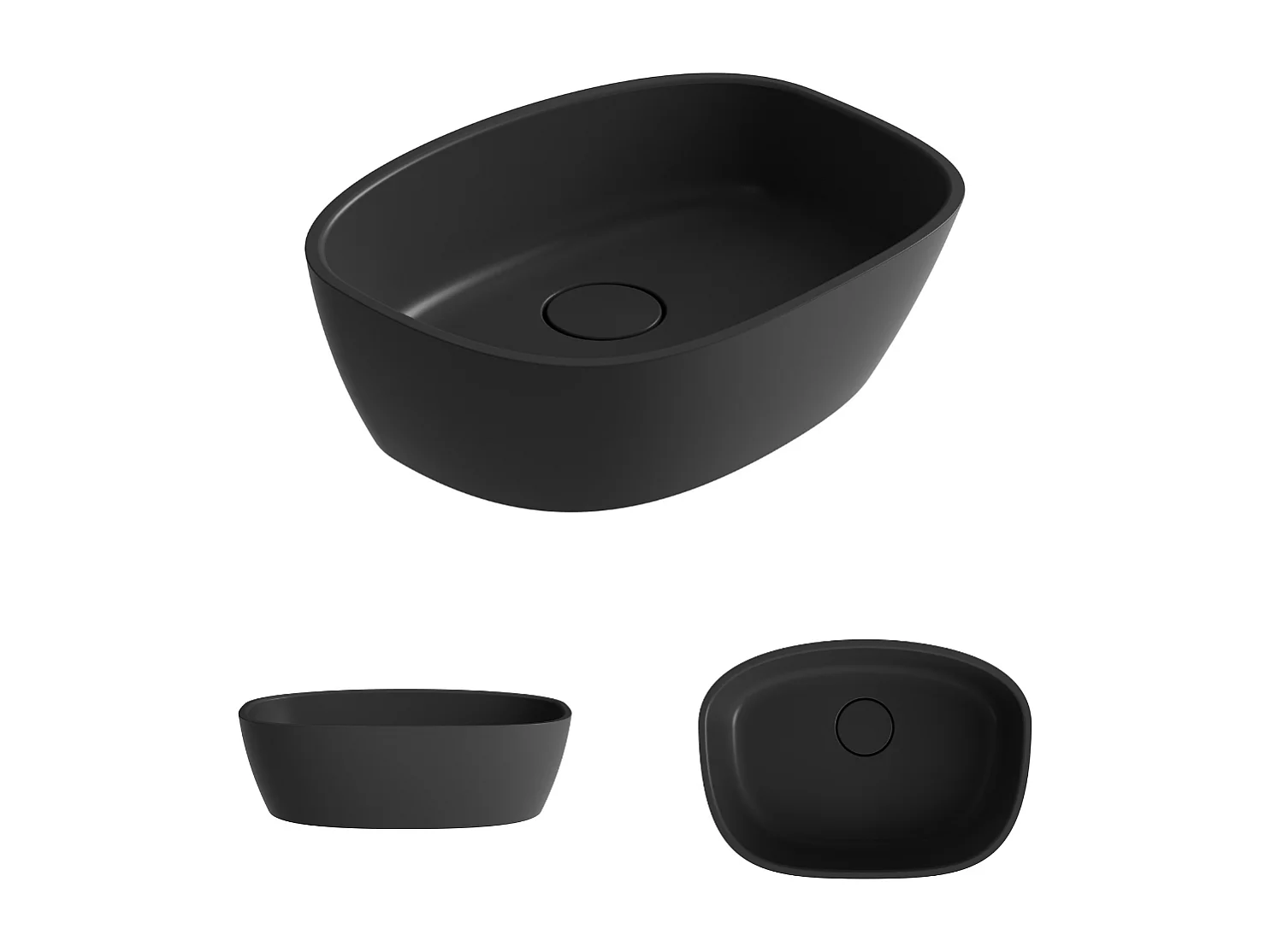 Vasque à poser FRODE - 75% Minéral Noir Mat Asymétrique 50*36*H16.6cm - LAVABERG