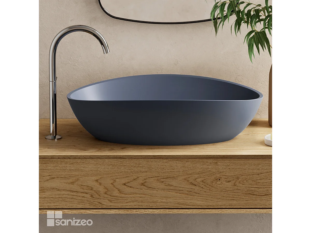 Vasque à poser EIRA - 75% Minéral Gris Mat Ovale 60*36*H16cm - LAVABERG