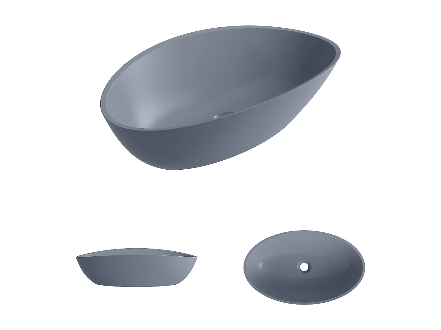 Vasque à poser EIRA - 75% Minéral Gris Mat Ovale 60*36*H16cm - LAVABERG