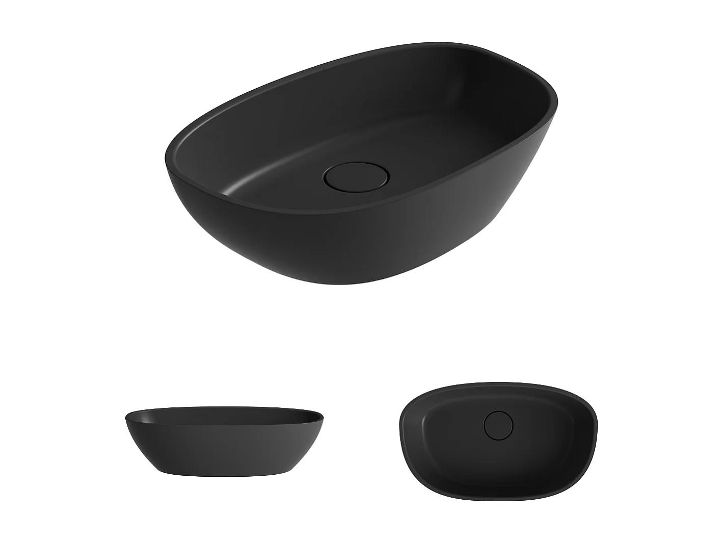 Vasque à poser FRODE - 75% Minéral Noir Mat Asymétrique 60*36*H16.6cm - LAVABERG