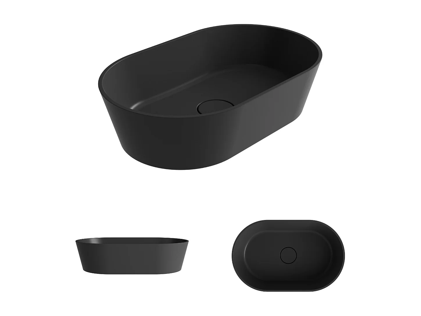 Vasque à poser KARIN - 75% Minéral Noir Mat Ovale 47*38*H16.6cm - LAVABERG