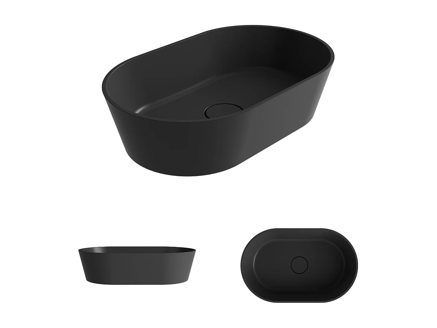 Vasque à poser KARIN - 75% Minéral Noir Mat Ovale 47*38*H16.6cm - LAVABERG