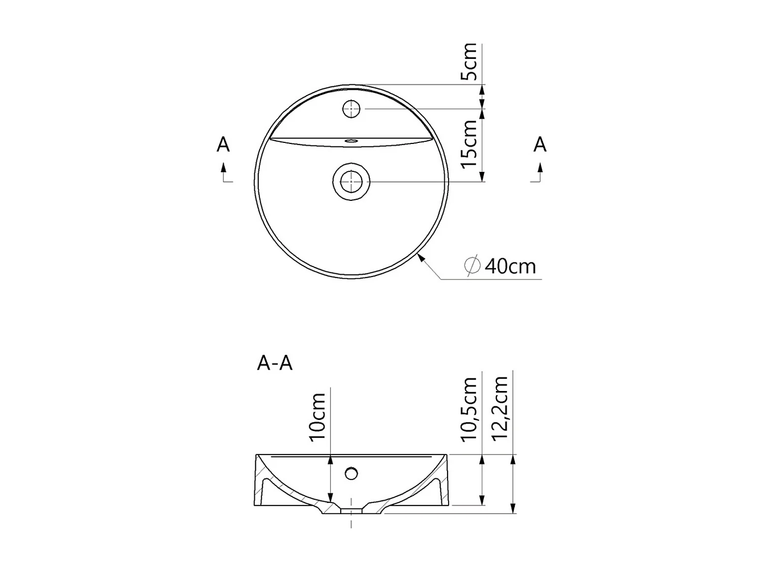 Vasque à poser BJORN - 75% Minéral Blanc Brillant Rond 40cm*H12.2cm - LAVABERG