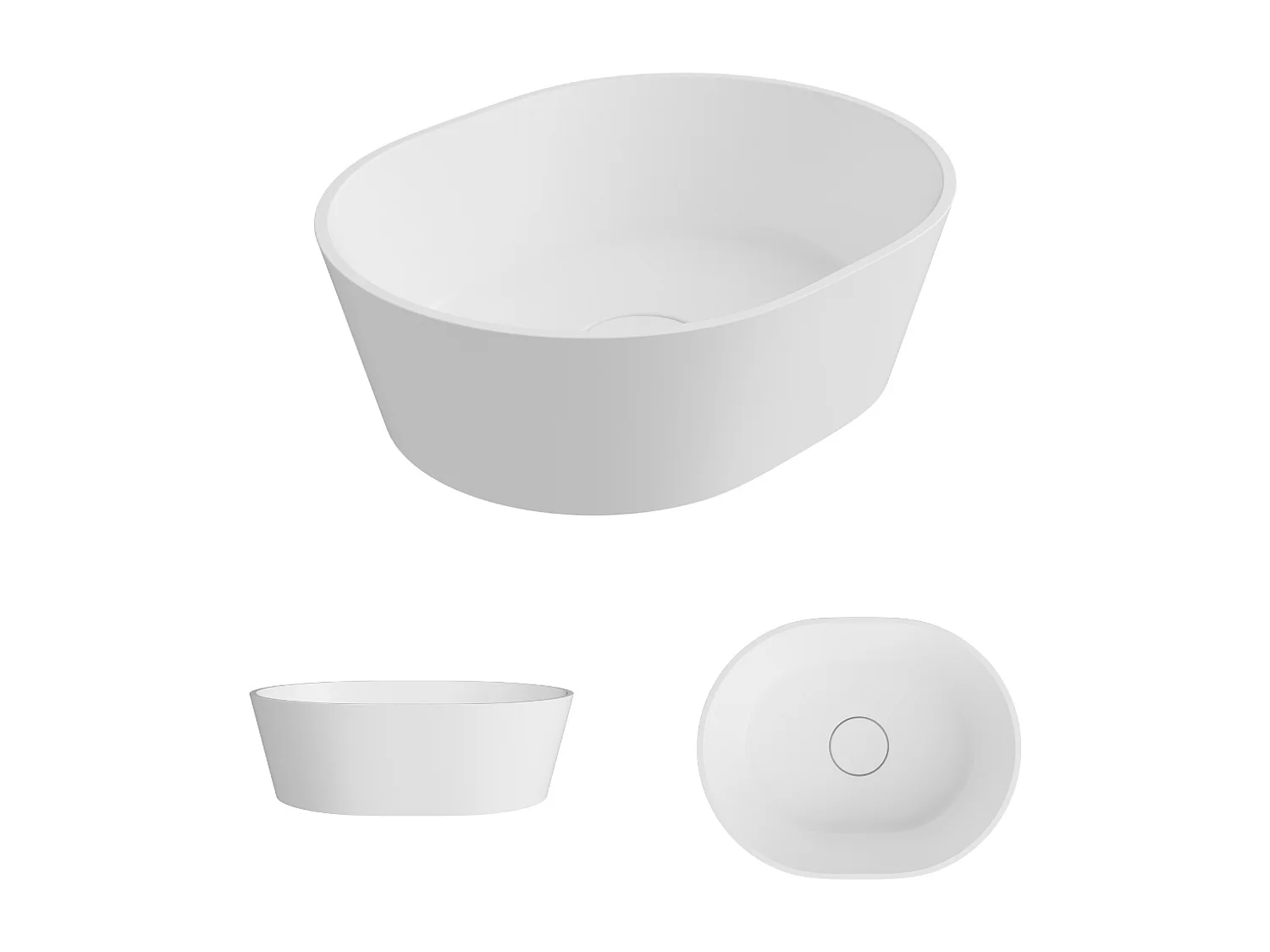 Vasque à poser KARIN - 75% Minéral Blanc Mat Ovale 59.9*37.9*H16.6cm - LAVABERG