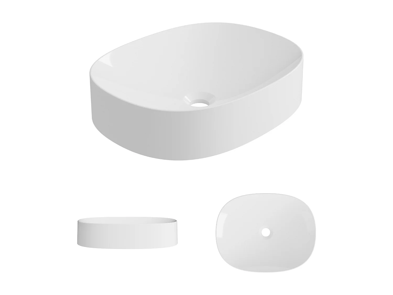 Vasque à poser OSCAR - 75% Minéral Blanc Brillant Ovale 48*38*H11.7cm - LAVABERG