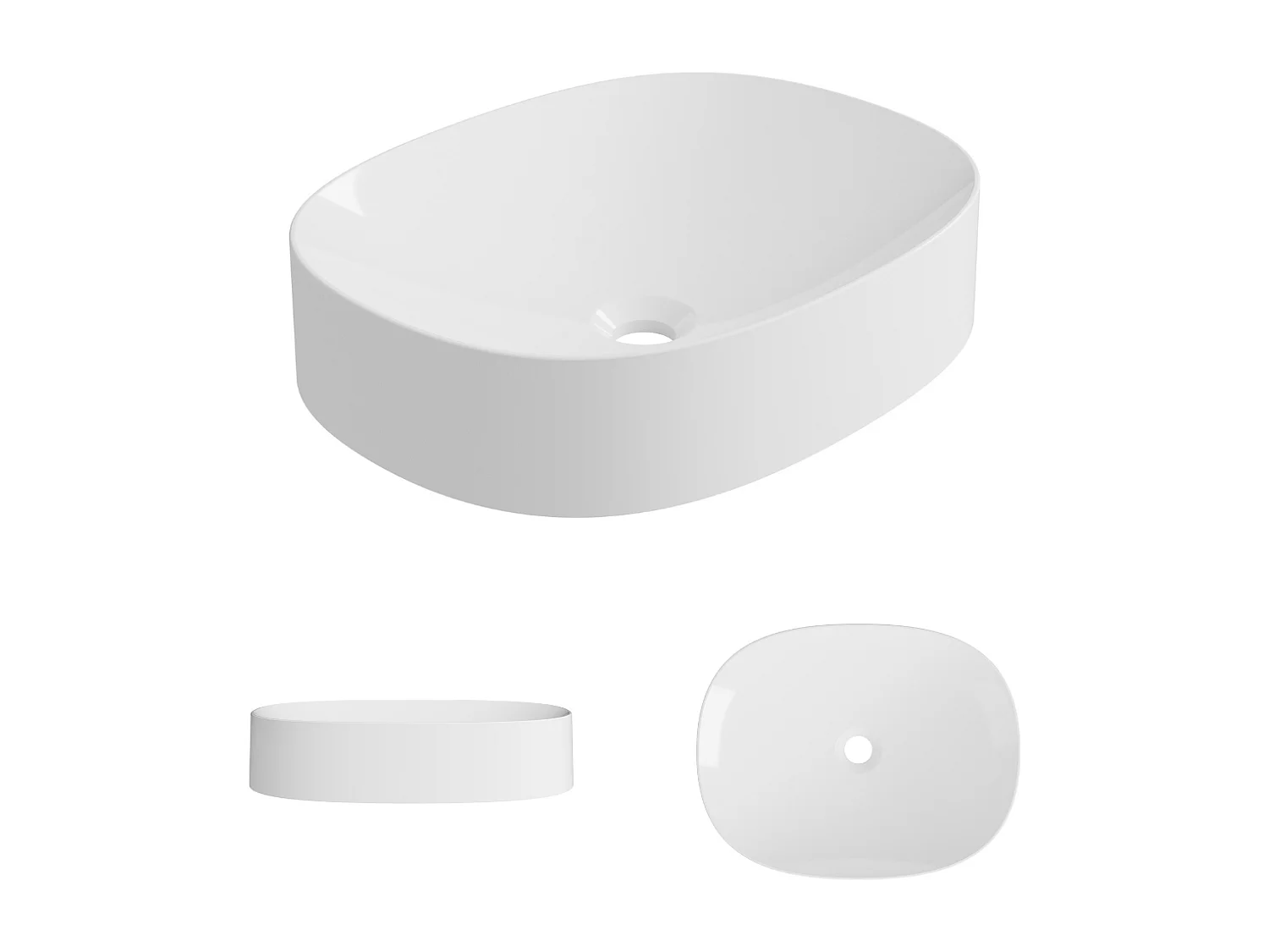 Vasque à poser OSCAR - 75% Minéral Blanc Brillant Ovale 48*38*H11.7cm - LAVABERG