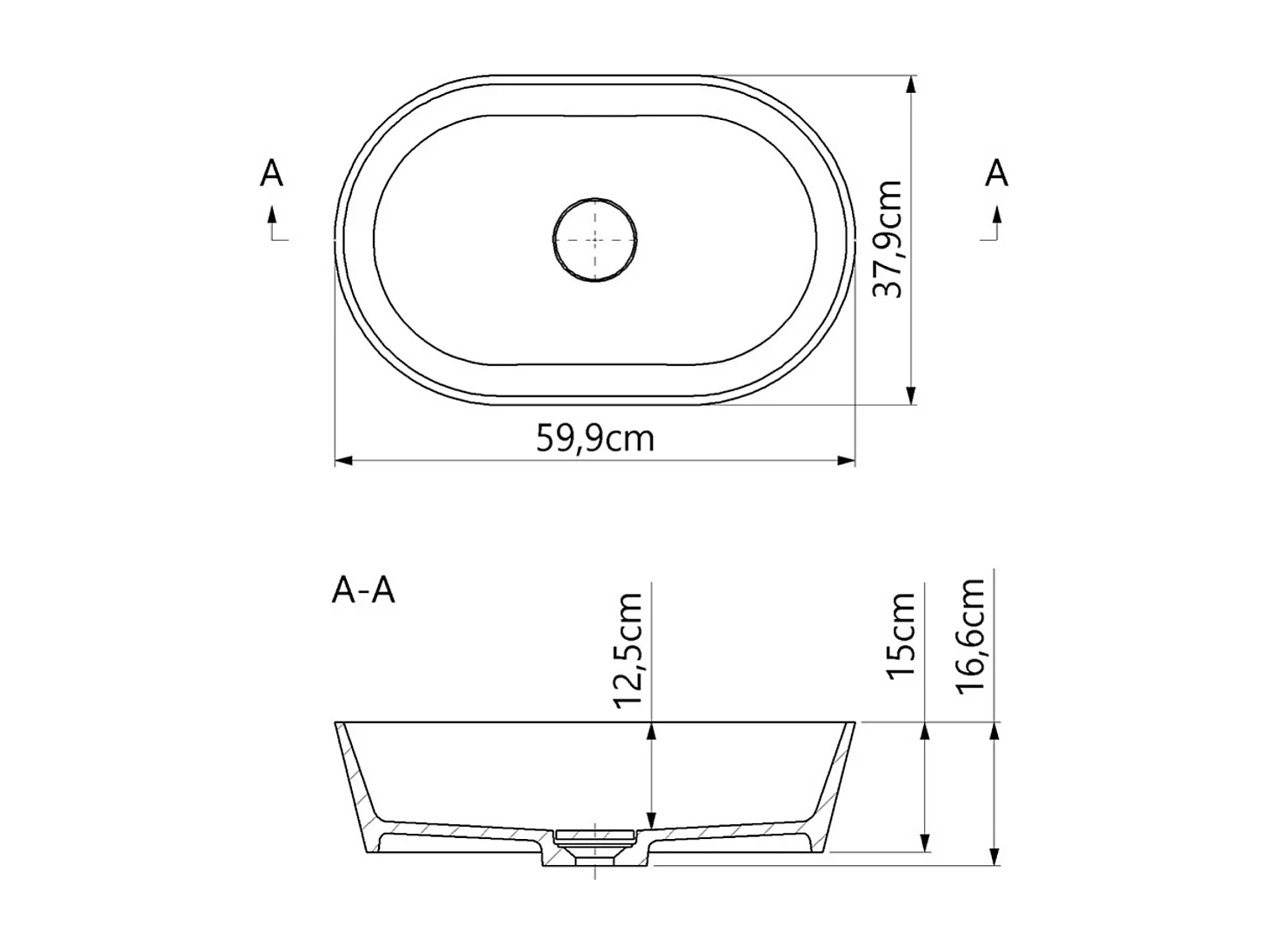 Vasque à poser KARIN - 75% Minéral Blanc Mat Ovale 47*38*H16.6cm - LAVABERG