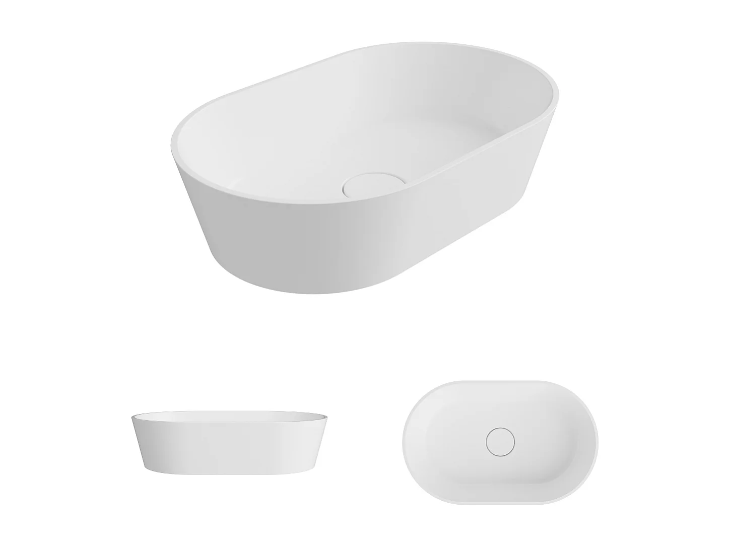 Vasque à poser KARIN - 75% Minéral Blanc Mat Ovale 47*38*H16.6cm - LAVABERG