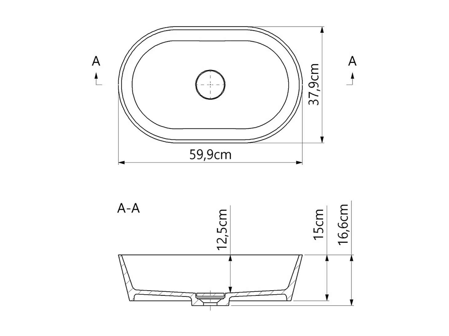 Vasque à poser KARIN - 75% Minéral Blanc Mat Ovale 47*38*H16.6cm - LAVABERG