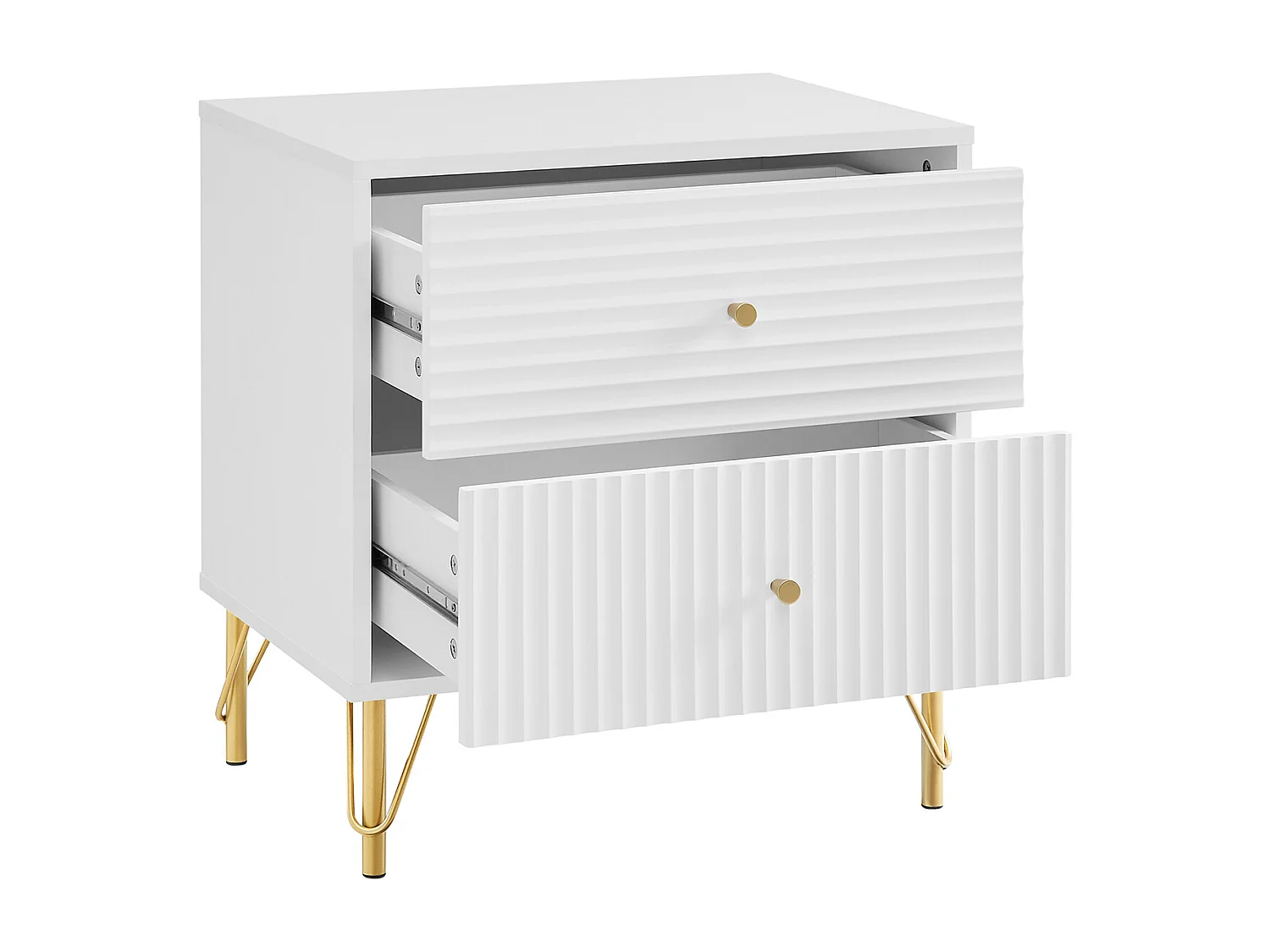 Lot de 2 tables de chevet avec 2 tiroirs - Blanc - LUREO