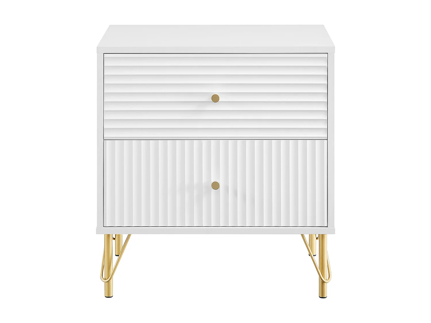 Lot de 2 tables de chevet avec 2 tiroirs - Blanc - LUREO