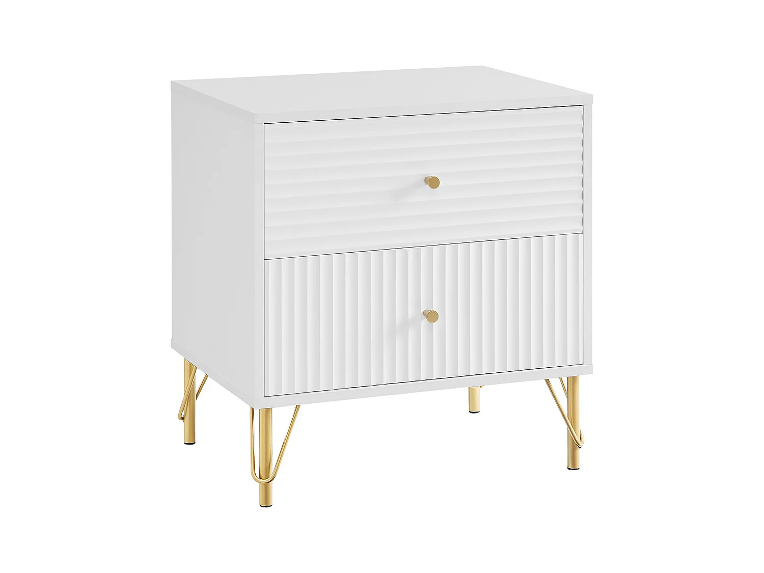 Lot de 2 tables de chevet avec 2 tiroirs - Blanc - LUREO