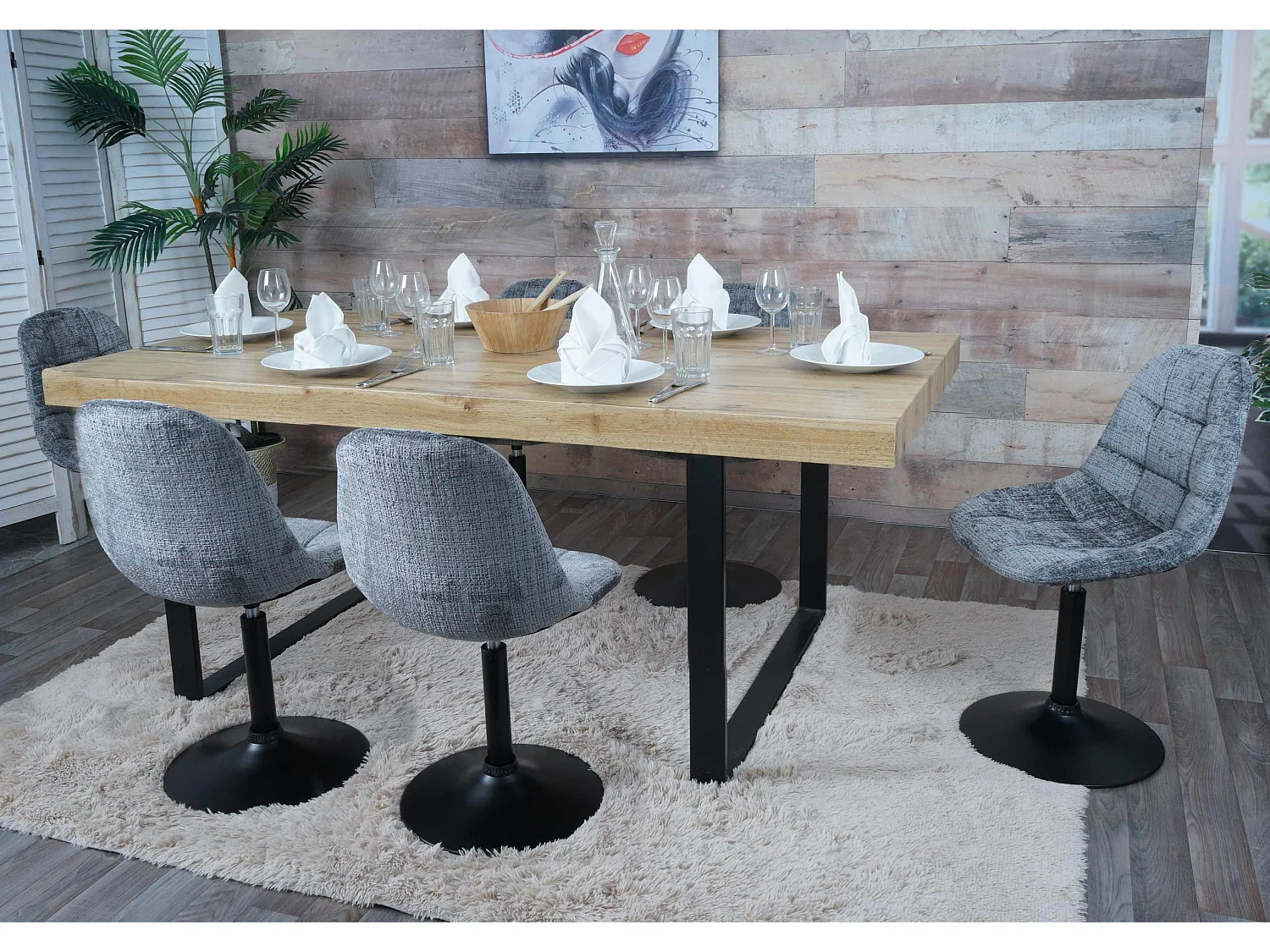 Chaise de salle à manger MCW-A60 (lot de 6),  gris foncé