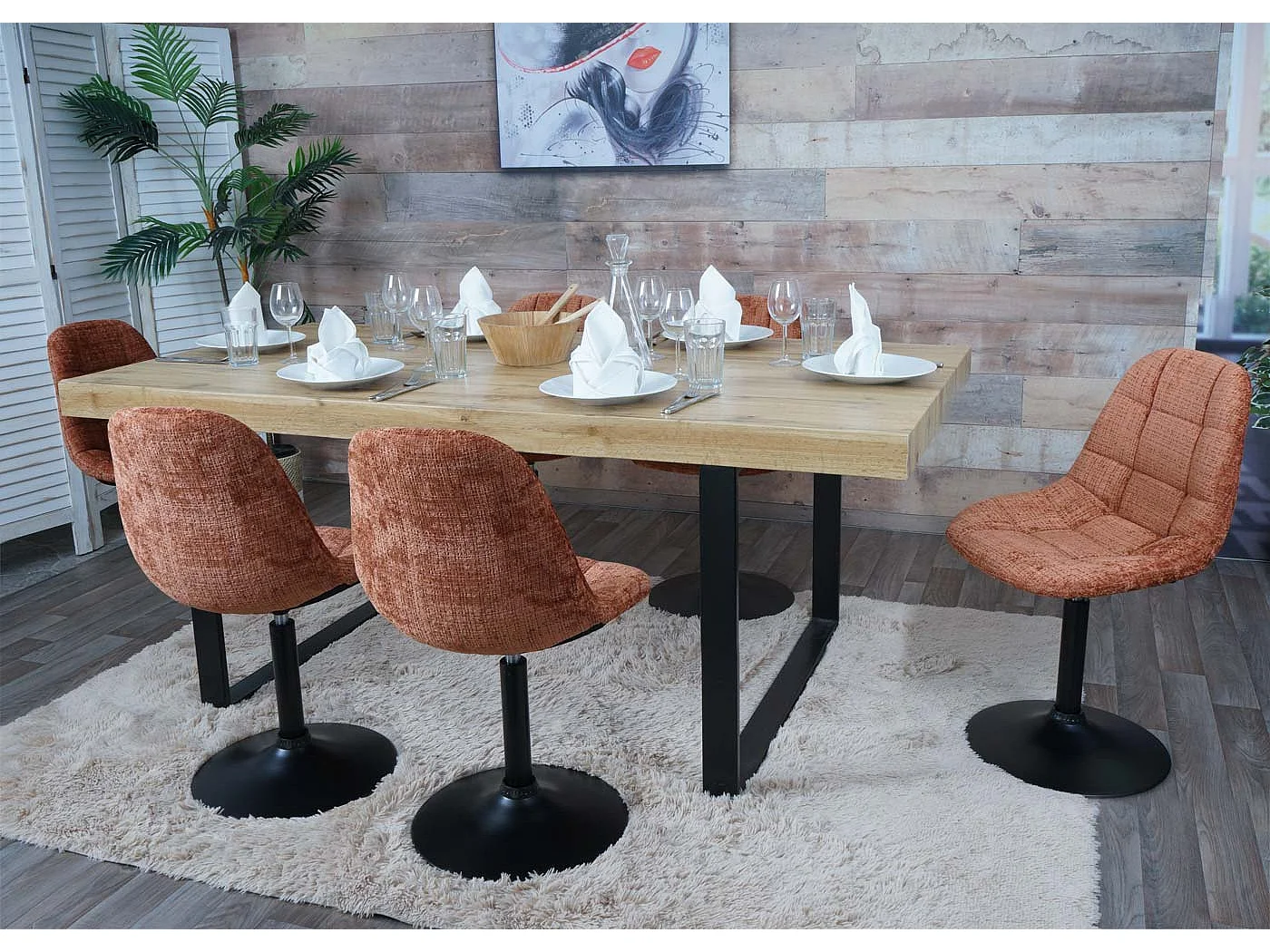 Eetkamerstoel MCW-A60 (set van 6),  terracotta