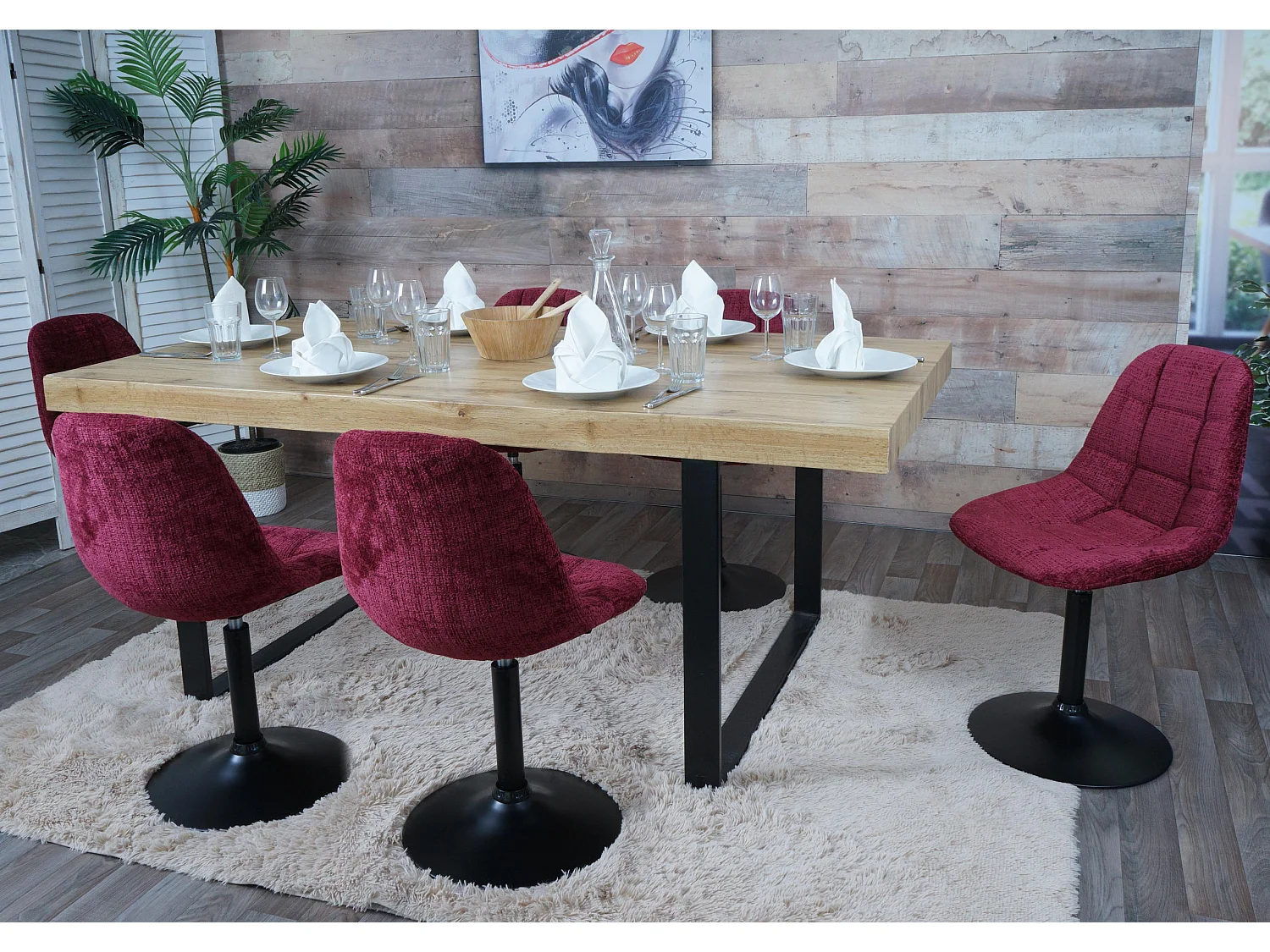 Eetkamerstoel MCW-A60 (set van 6),  bordeaux