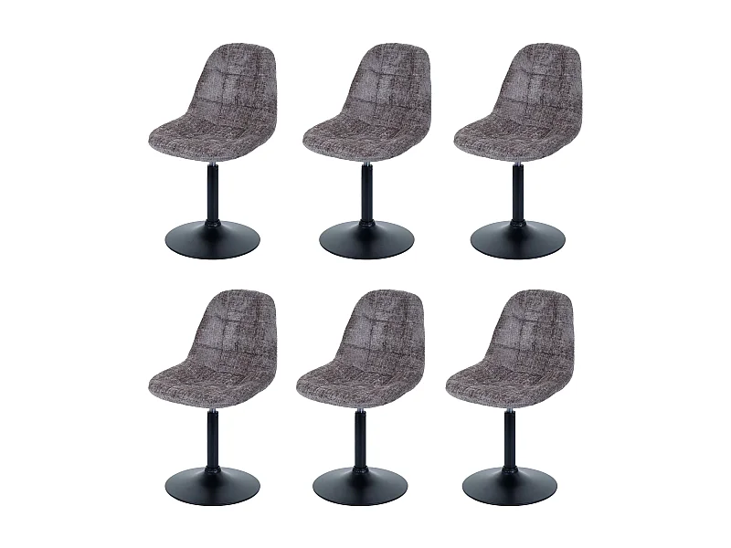 Set 6x sedie da pranzo MCW-A60, poltroncina da cucina girevole, acciaio Stoffa/tessuto ciniglia (465g/m²) ~ marrone