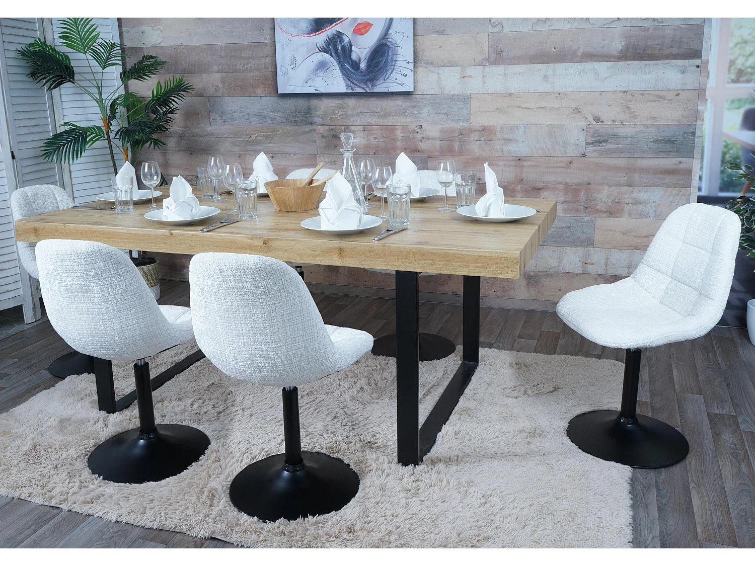 Chaise de salle à manger MCW-A60 (lot de 6),  crème