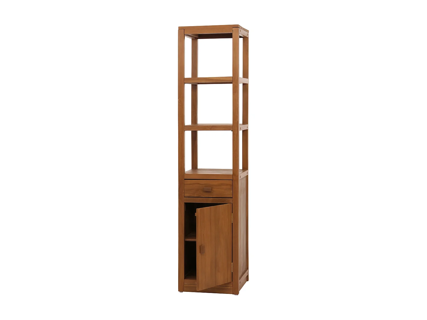 Scaffale alto in teak MCW-M86, armadietto colonna bagno, teak di qualità B (durame, 20-30 anni), 180x40cm