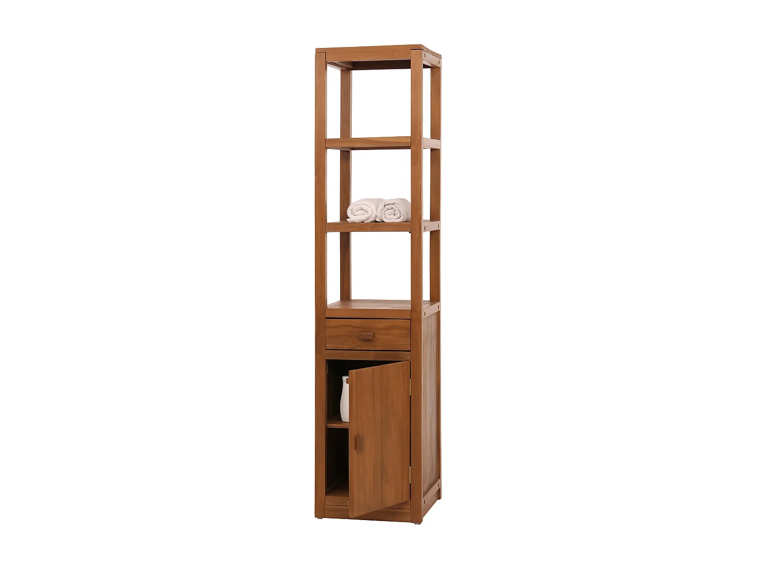 Teak-Regal MCW-M86, Badschrank Badregal Badezimmer, hochwertiges B-Grade-Teak (Kernholz, 20-30 Jahre), 180x40cm