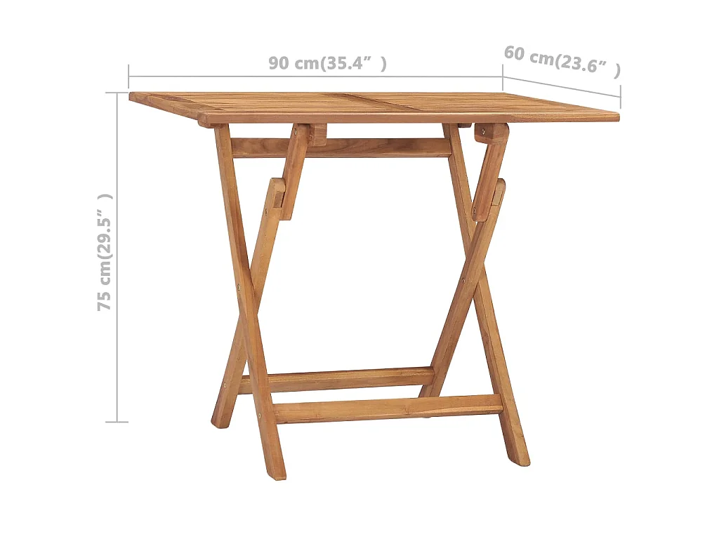 Table à dîner pliable de jardin 90x60x75 cm Bois de teck solide