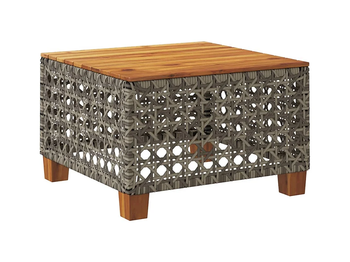 Tuintafel 55x55x36 cm poly rattan en acaciahout grijs