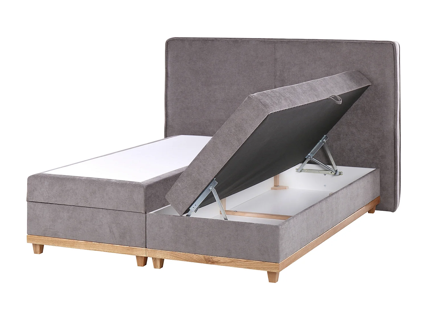 Lit boxspring avec rangement Tissu DYNASTY 160 x 200 cm Taupe