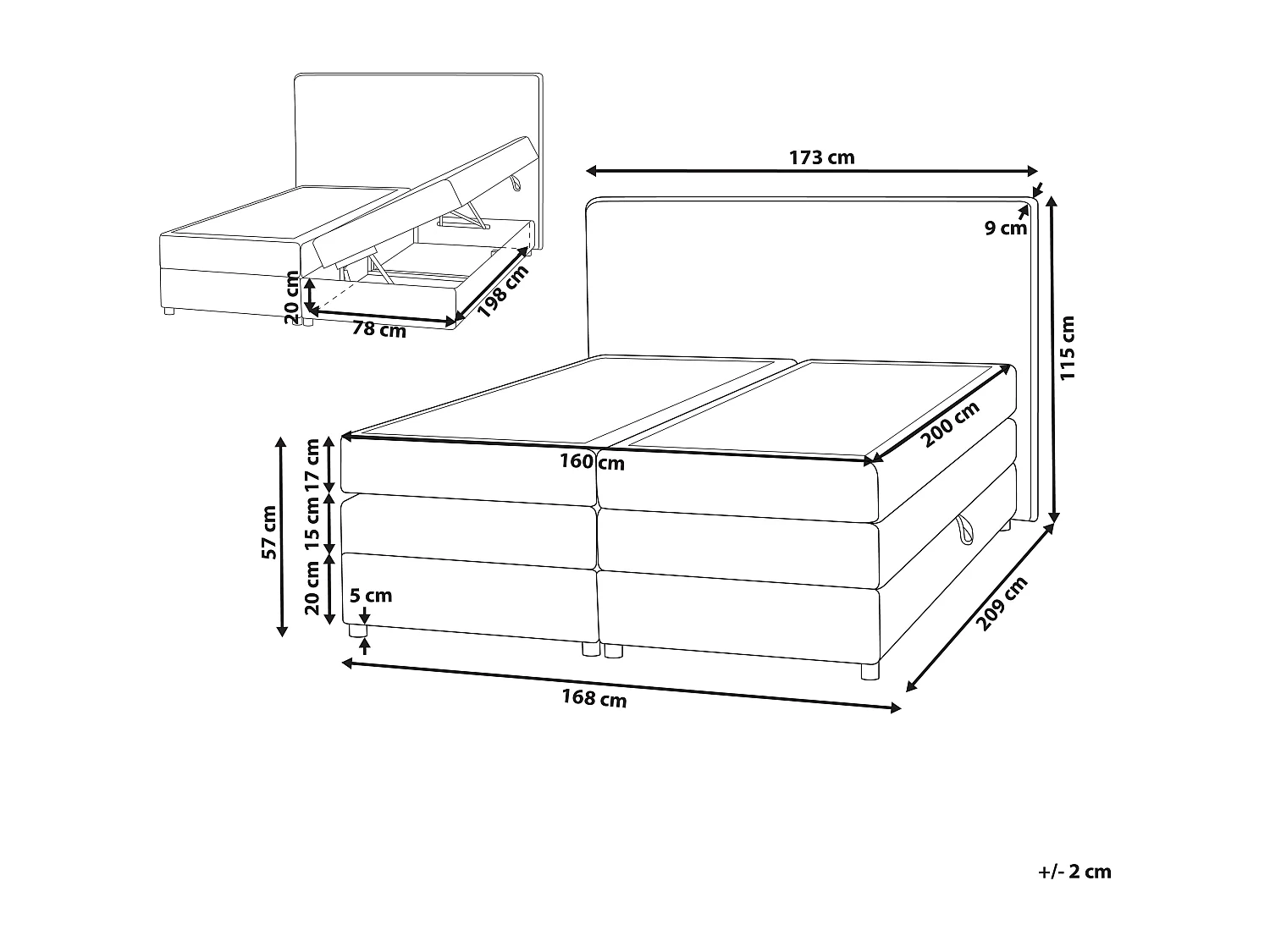 Divano letto con contenitore Tessuto MINISTER 160 x 200 cm Tortora