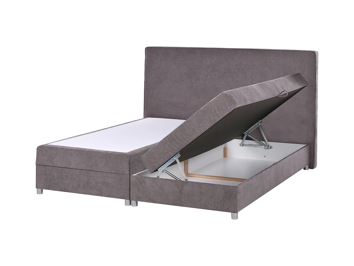 Lit boxspring avec rangement Tissu MINISTER 180 x 200 cm Taupe