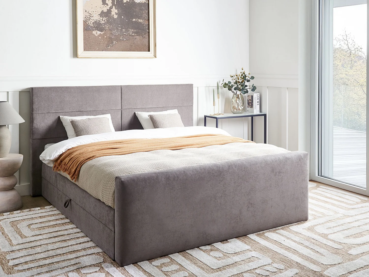 Divano letto con contenitore Tessuto ARISTOCRAT 180 x 200 cm Tortora