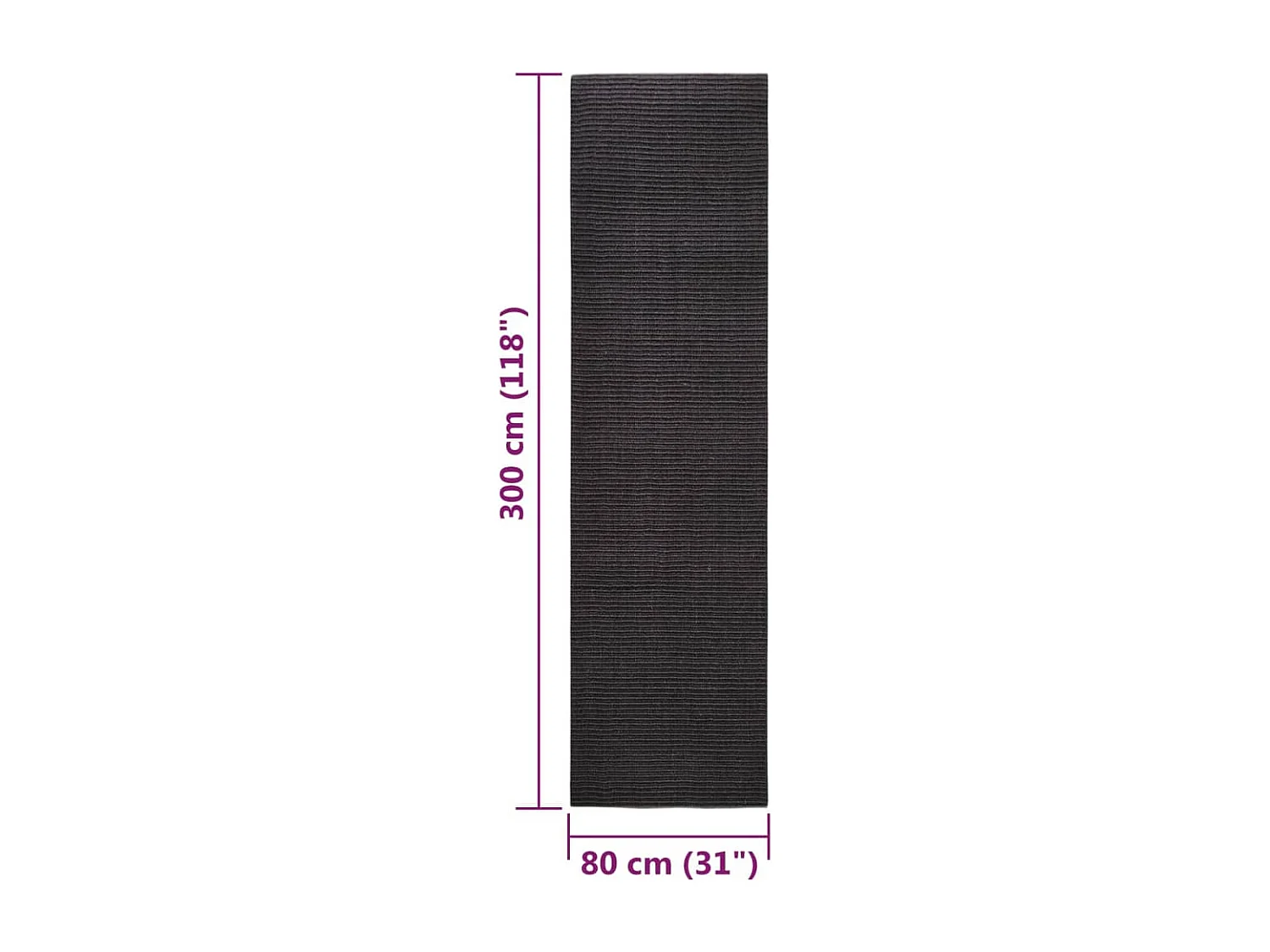 Tapis en sisal pour griffoir noir 80x300 cm