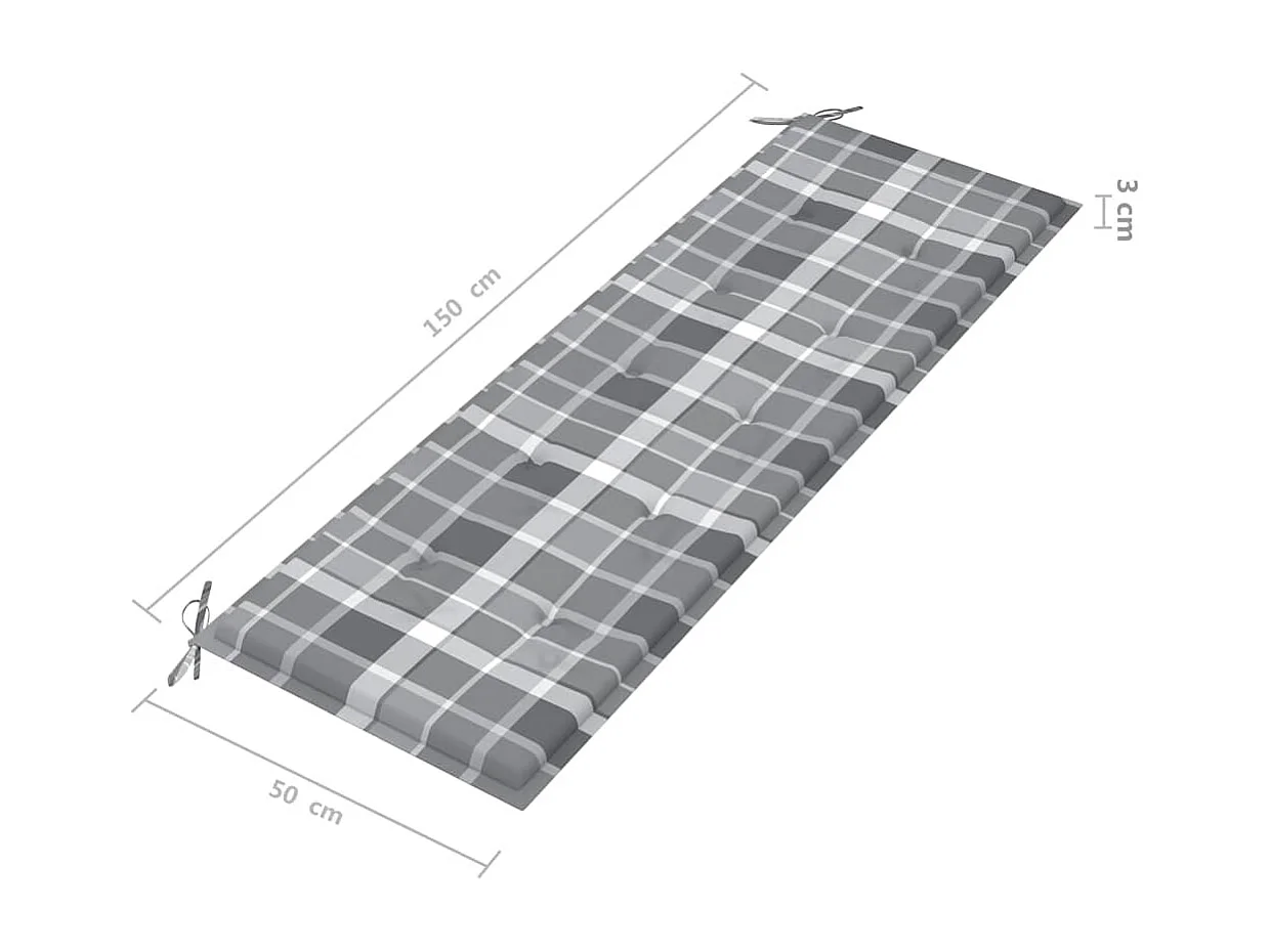 Banc de jardin 3 places avec coussin 150 cm Gris Eucalyptus