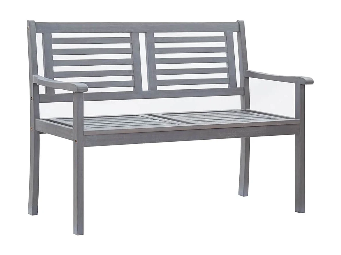 Banc de jardin 2 places avec coussin 120 cm Gris Eucalyptus