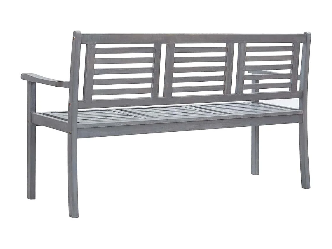 Banc de jardin 3 places avec coussin 150 cm Gris Eucalyptus
