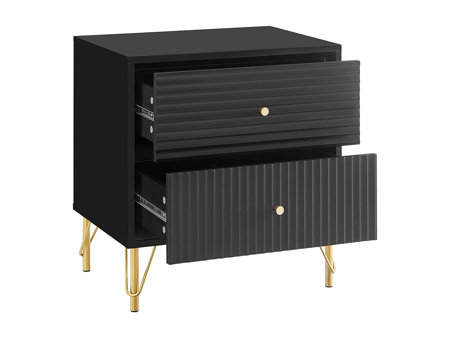 Lot de 2 tables de chevet avec 2 tiroirs - Noir - LUREO