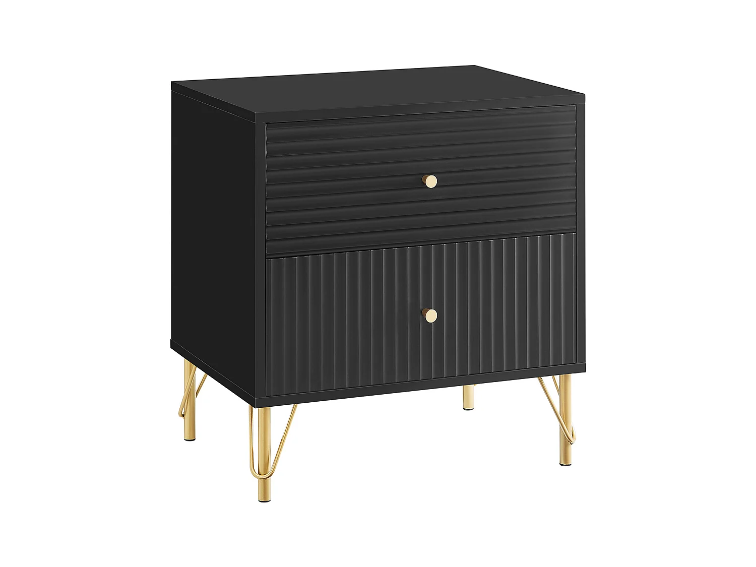 Set van 2 nachtkastjes met 2 lades - Zwart - LUREO