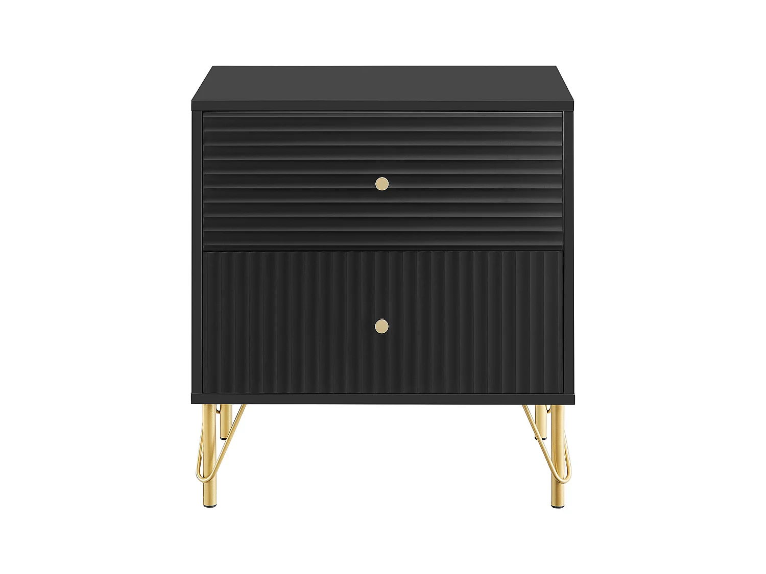 Set van 2 nachtkastjes met 2 lades - Zwart - LUREO