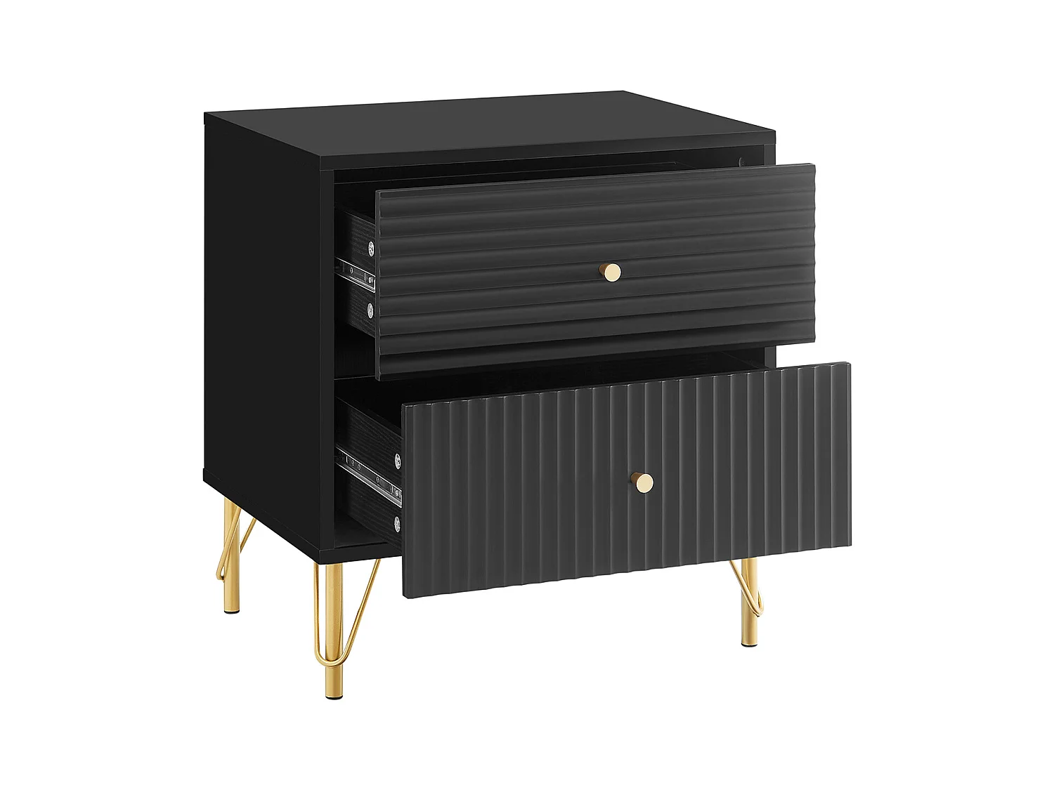 Set van 2 nachtkastjes met 2 lades - Zwart - LUREO