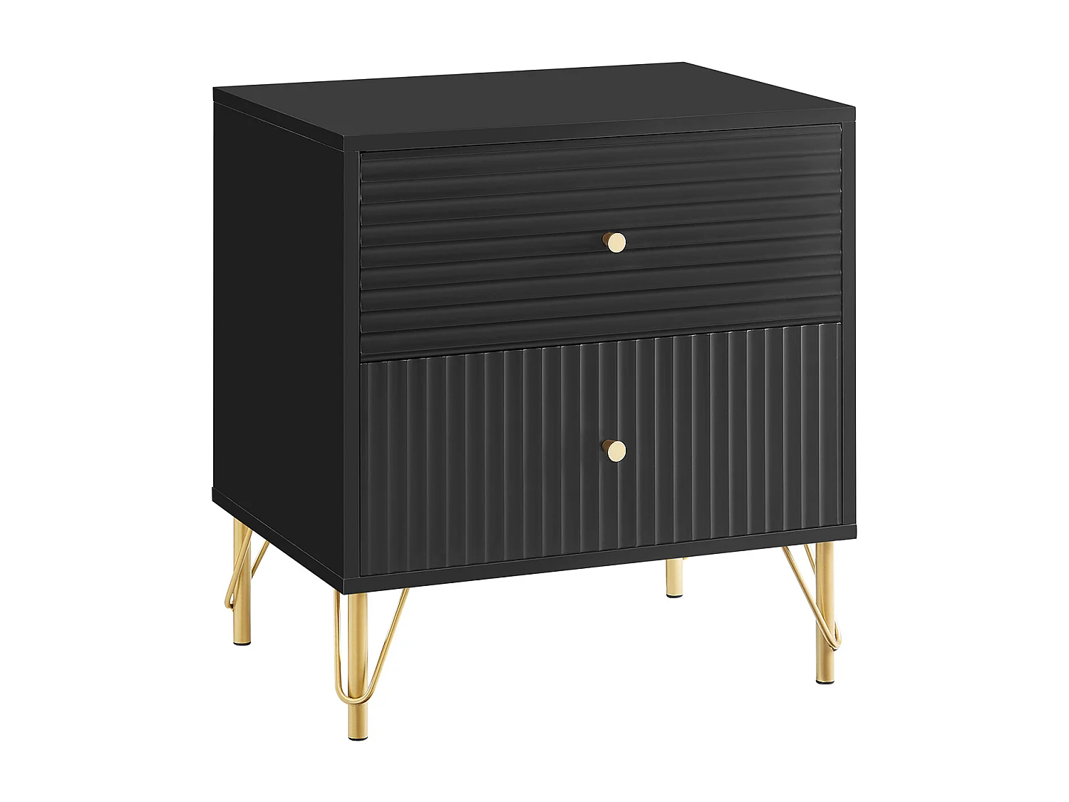 Lot de 2 tables de chevet avec 2 tiroirs - Noir - LUREO