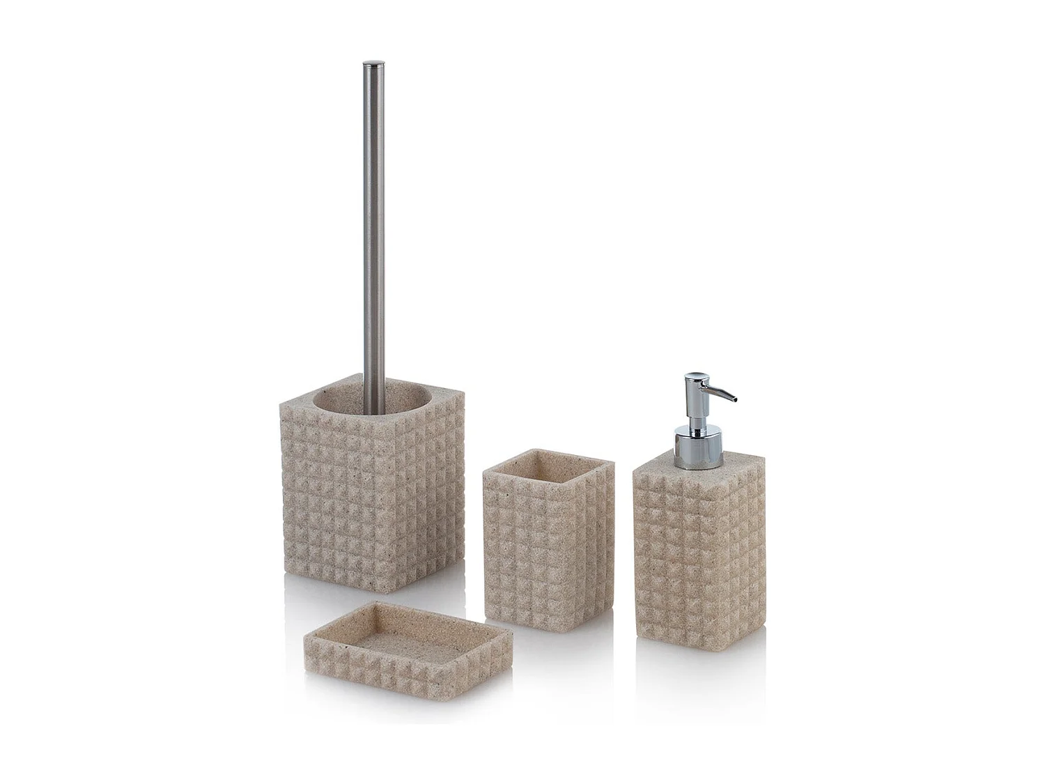 Set accessori da bagno design moderno in resina Dakar - Beige