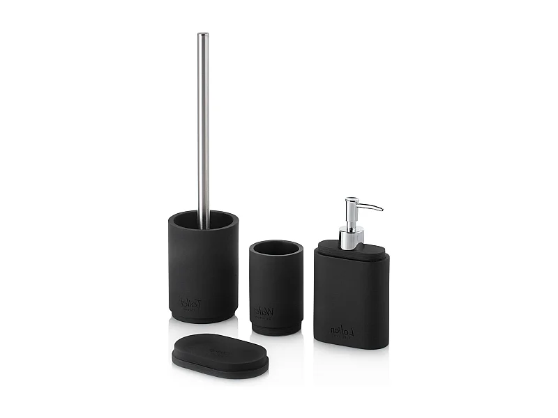 4-teiliges scharzes Badezimmer Set - ZIMA
