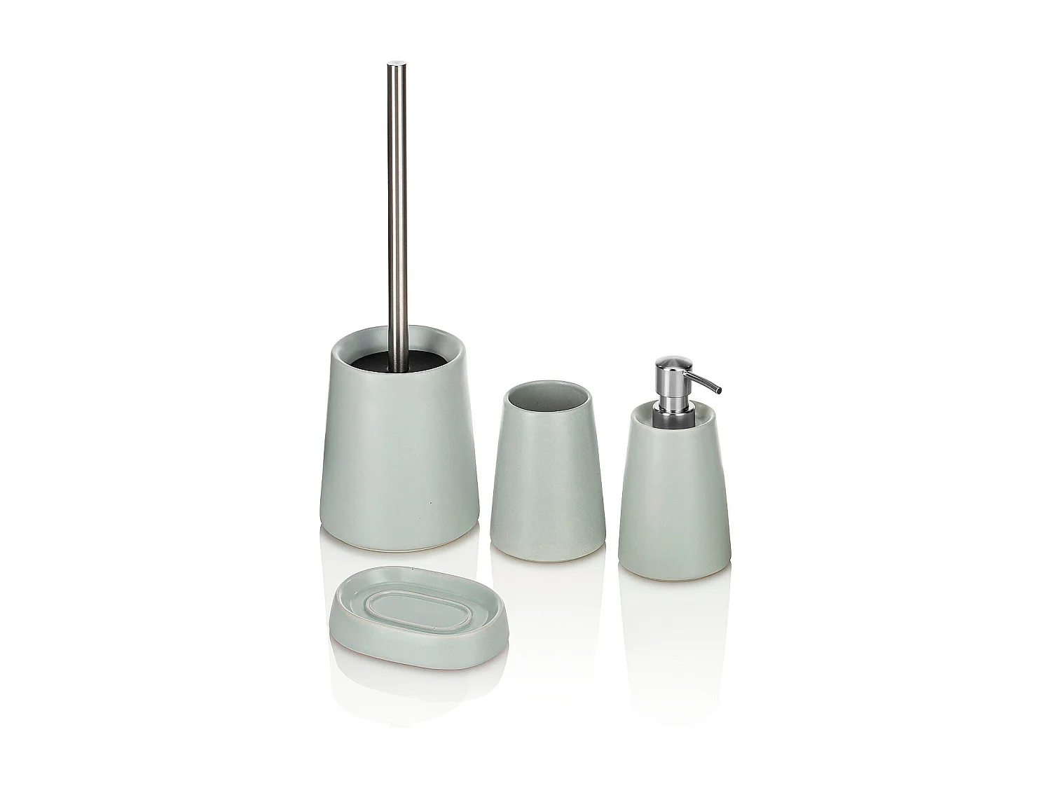 Bad-Accessoires-Set 4-tlg. aus mattgrauer Keramik Brooklyn