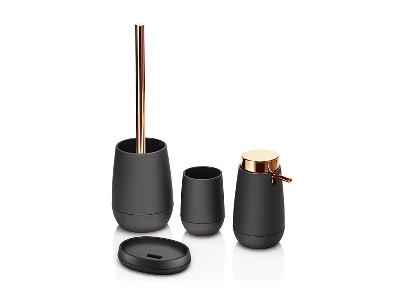 Set de 4 accesorios de baño TRENDY negro/cobre