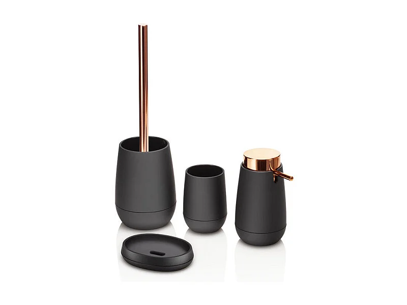 Set de 4 accesorios de baño TRENDY negro/cobre