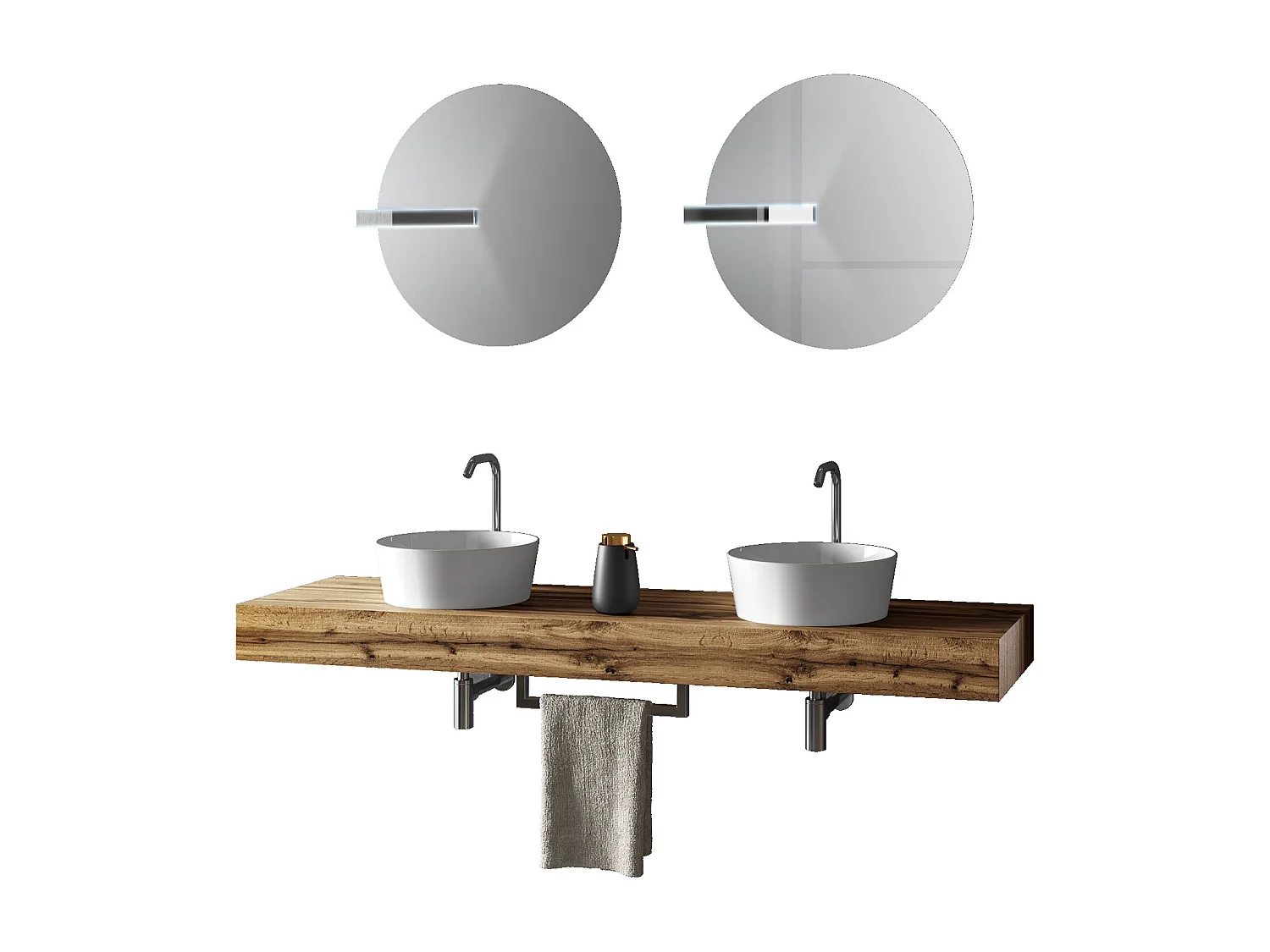 Ensemble de salle de bain double vasque 8 pièces ASTRA chêne miel