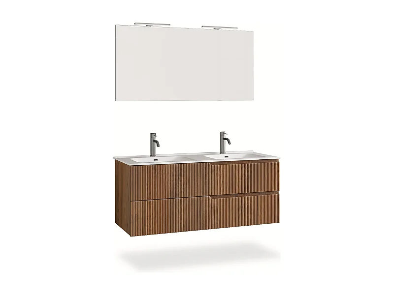 Ensemble salle de bain double vasque 5 pièces VENERE chêne